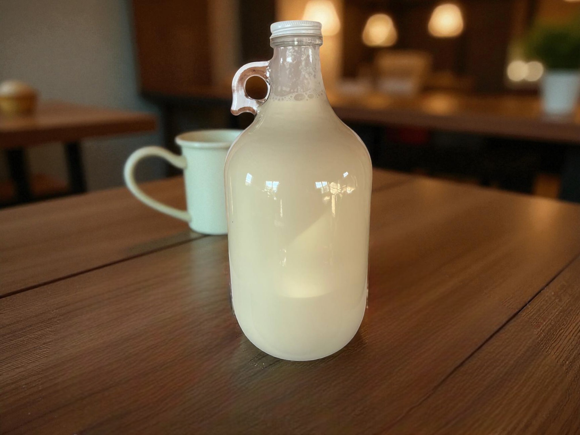 Cow Milk: 1/2 gallon in GLASS